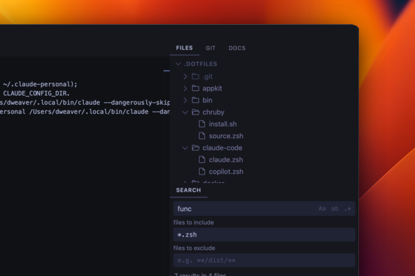 Right column with the Files panel stacked above the Search panel